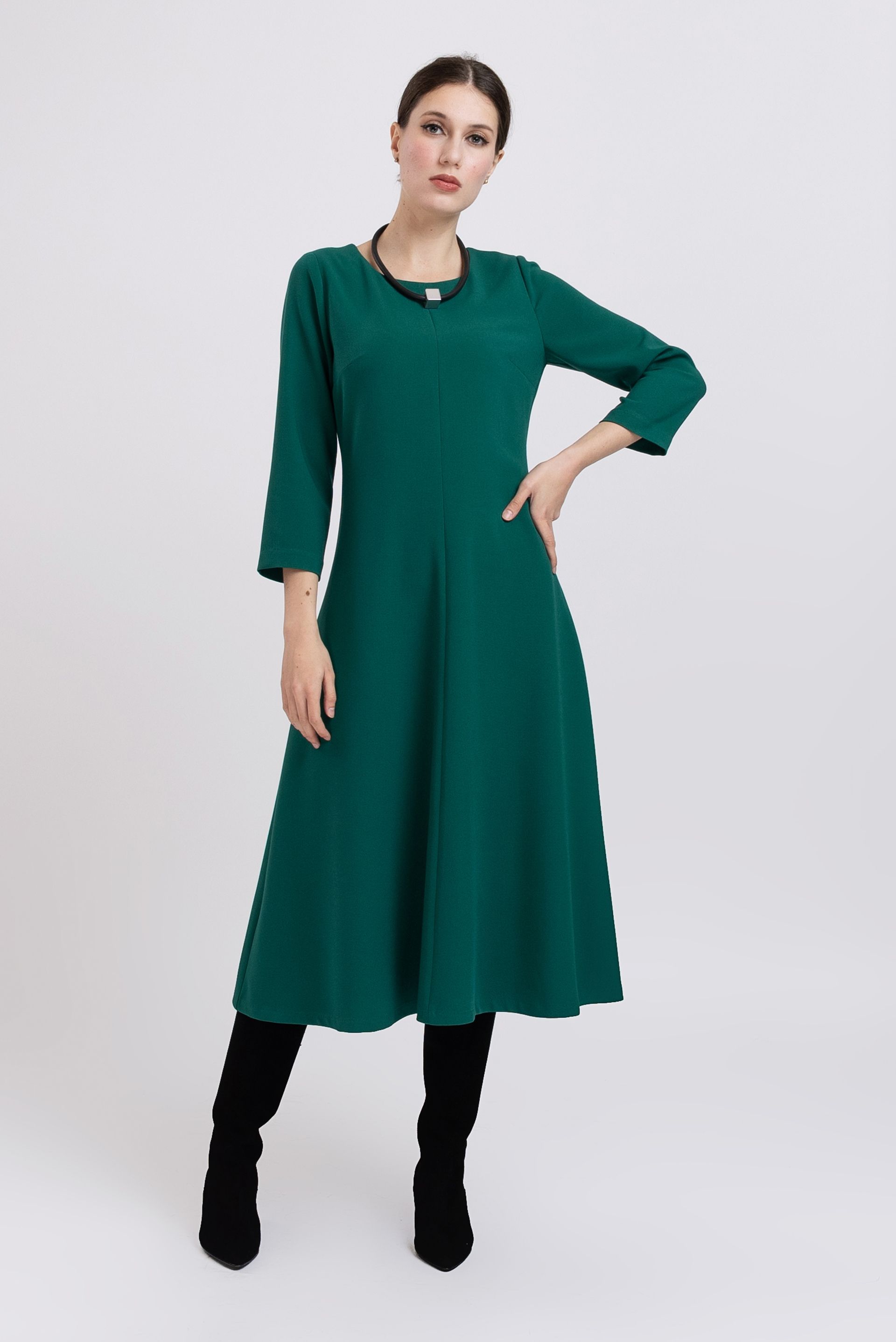 Rochie midi evazata verde