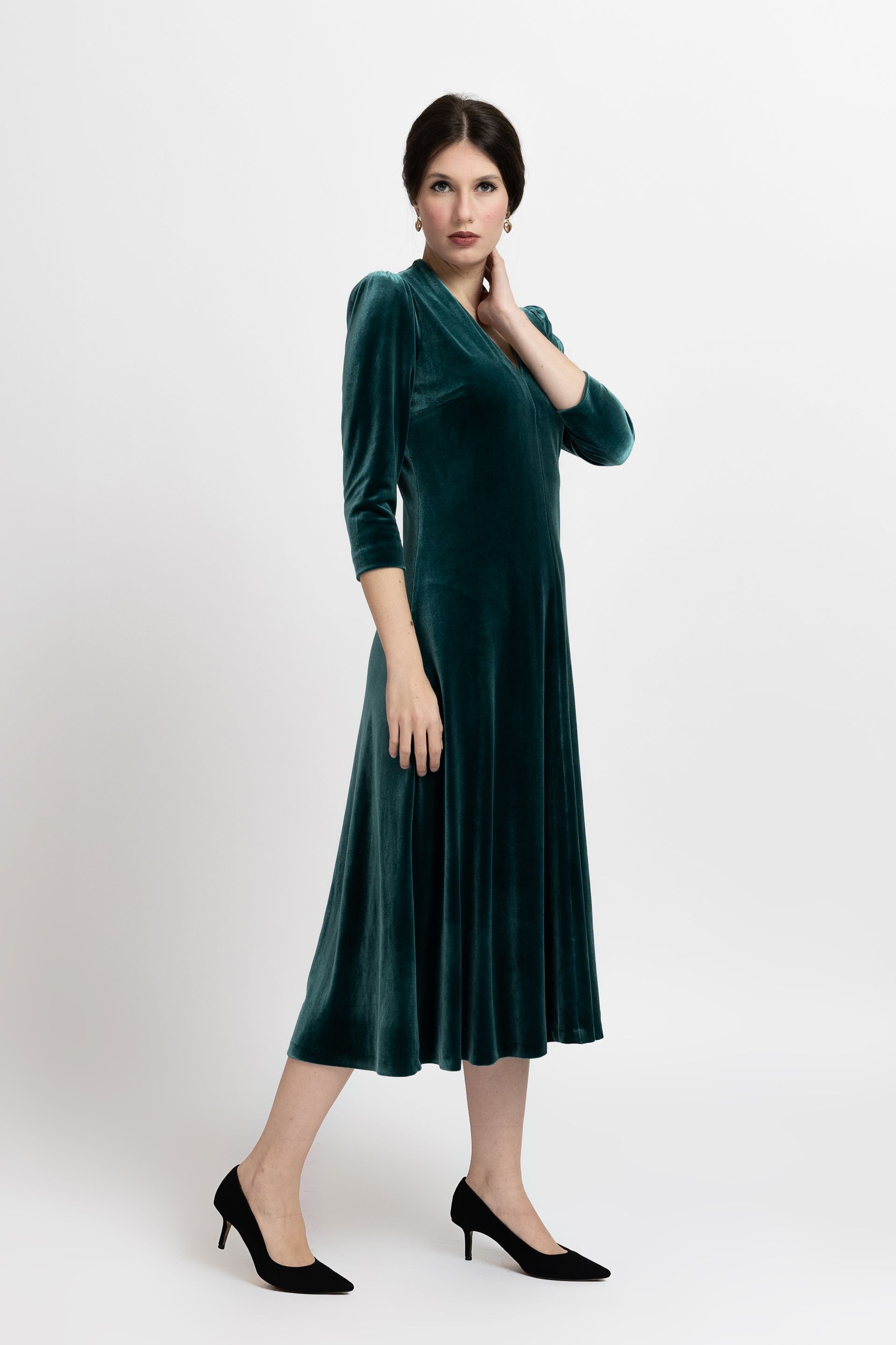 Rochie din catifea duchess green