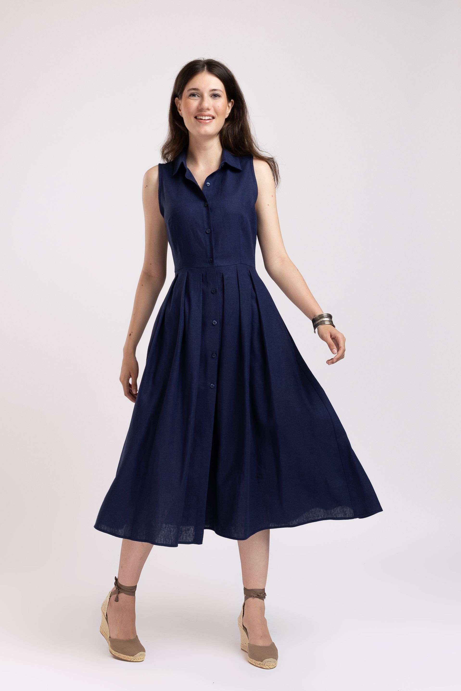 Rochie fifties din in navy